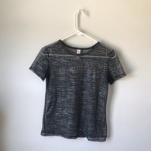 Silver polka dot mesh top